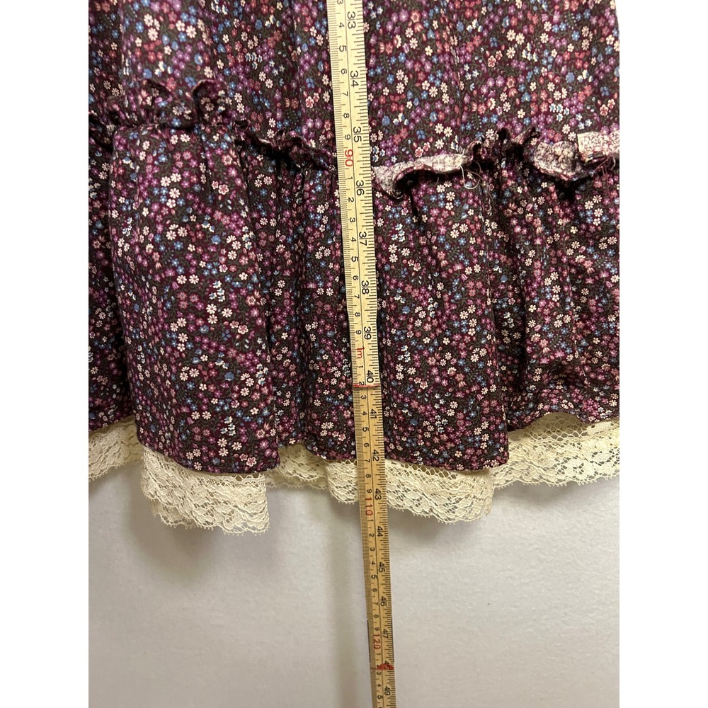Gunne Sax Vintage Prairie Dress Womens XS Burgundy Floral Lace 70s Boho Dress - Picture 10 of 13